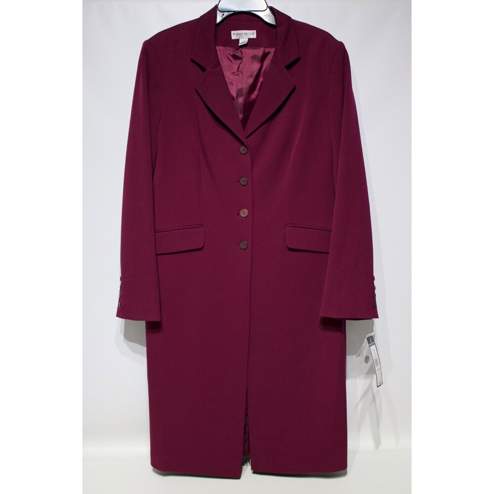 NWT John Meyer of Norwich Long Duster Light Coat Red Wine Stretch Women Size 14 - Picture 4 of 16